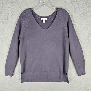 Athleta Knitted Sweater Women Medium Wool Blend Hanover Refined V-Neck 882541-02